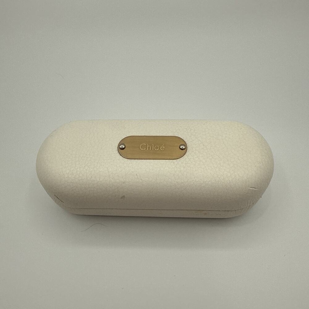Chloe White Hard Eyeglass Sunglasses Case Gold Logo